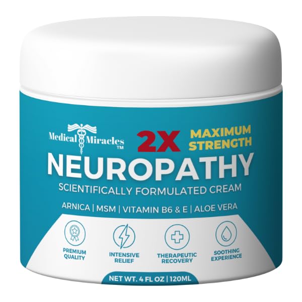 Medical Miracles Neuropathy Cream 2X Strength | Nerve Therapy Max Potency Relief for Feet, Hands, Legs, Toes - Arnica, Vitamin B6, Aloe Vera, MSM - Crafted for Exceptional Relief 4oz Medical Miracles uk supplements