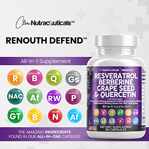 Resveratrol 6000mg Berberine 3000mg Grape Seed Extract 3000mg Clean Nutraceuticals uk supplements