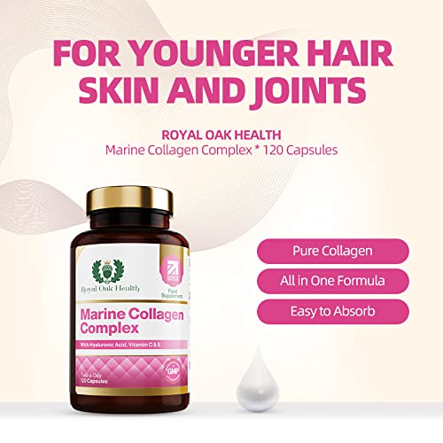 Marine Collagen Complex – 120 Hydrolyzed Fish Collagen Capsules – Enriched with Vitamin C Royal Oak Health uk supplements