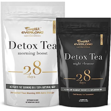 EVERLONG Detox Tea 28 Day Morning Boost Tea and Night Cleanse Tea, Burn Fat and Boost EVERLONG uk supplements