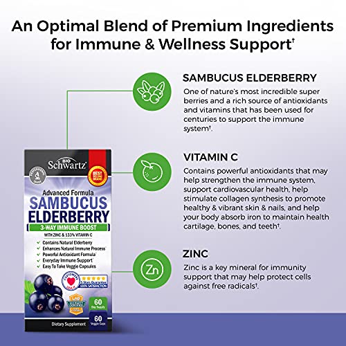 Elderberry with Zinc and Vitamin C for Adults - Immune Support Vitamins BioSchwartz uk supplements