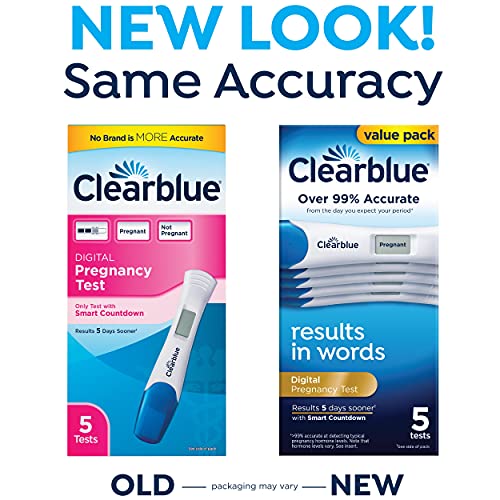 Clearblue Digital Pregnancy Test with Smart Countdown, Multi, 5 count Clearblue uk supplements