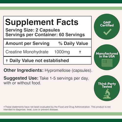 Creatine Pills 1,000mg Per Serving (120 Creatine Capsules) Micronized Creatine Double Wood Supplements uk supplements