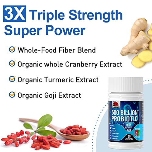 Probiotics for Men, 500 Billion CFU + 12 Strains Men's Probiotic with Turmeric Cranberry CFUKING uk supplements