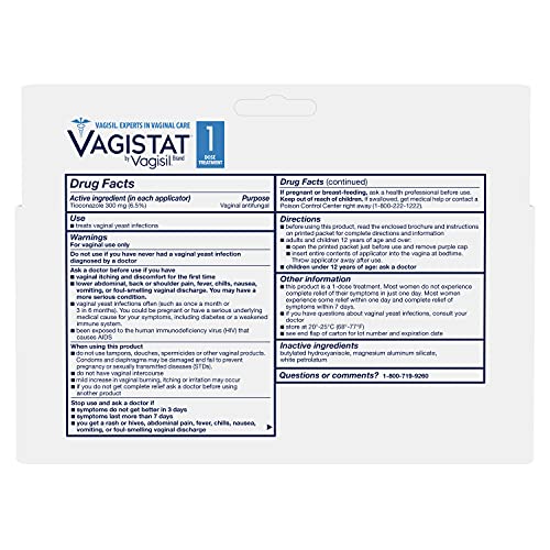 Vagistat 1 Day Single-Dose Yeast Infection Treatment for Women, Antifungal Ointment Helps Relieve Vagisil uk supplements