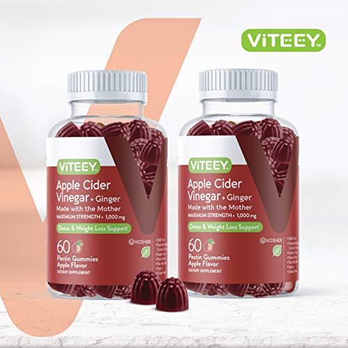 Apple Cider Vinegar Gummies 1,000mg Plus Ginger, ACV with The Mother, Detox Cleanse Viteey uk supplements