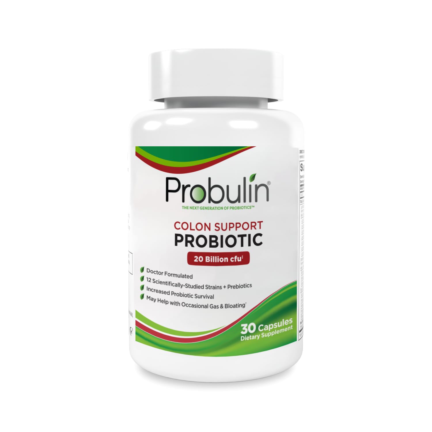 Probulin Colon Support Probiotic Supplement, Daily Gut, Digestive, and Immune Health Probiotics Capsules for Men and Women, 20 Billion CFU, Vegan, 30 Count Bottle Probulin uk supplements