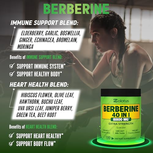 Zolotus 18800mg Berberine Supplement 40 in 1, with Sea Moss, Cinnamon, Milk Thistle Zolotus uk supplements