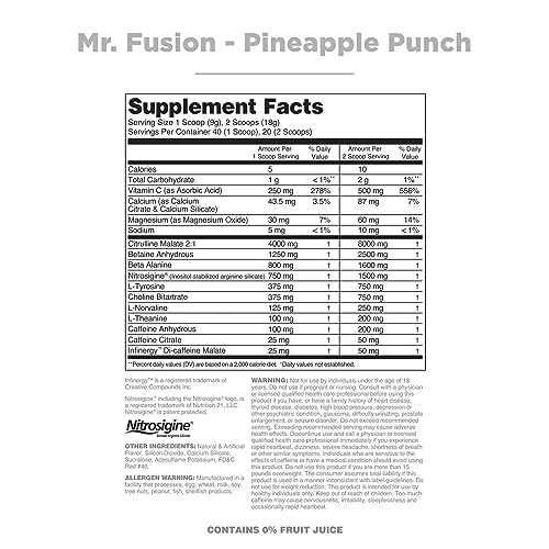Nutrithority Mr.Fusion Pre Workout Supplement, Pineapple Punch, 40 Servings Nutrithority uk supplements