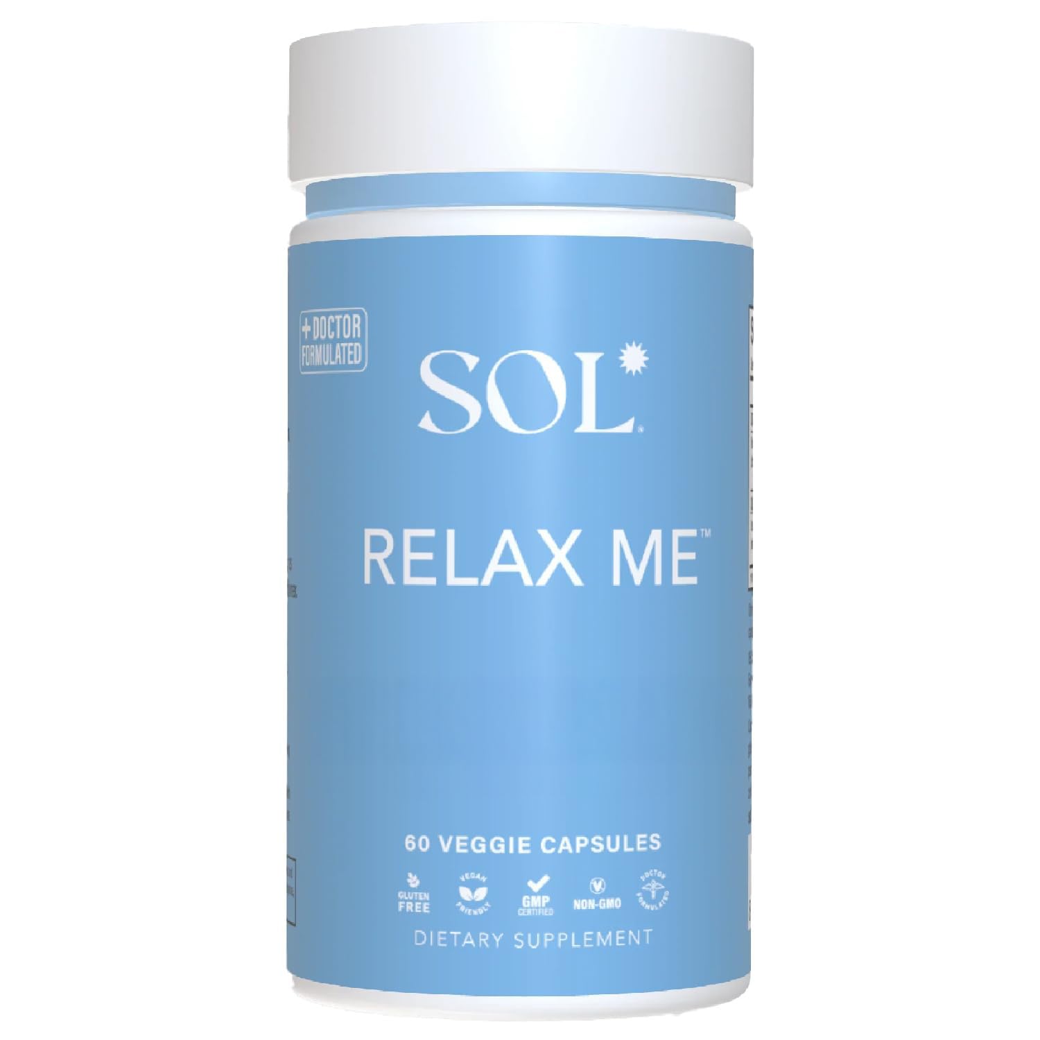 Sol Nutrition Relax Me - Natural Calming Relief for Stress, Tension, & Worry - 15x More Effective - Support Mood, Relax the Mind & Body - Supplements for Adults - Non-Drowsy - 60 Vegetarian Capsules Sol Nutrition uk supplements
