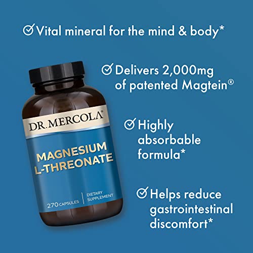 Dr. Mercola Magnesium L-Threonate, 90 Servings (270 Capsules), Dietary Supplement Dr. Mercola uk supplements