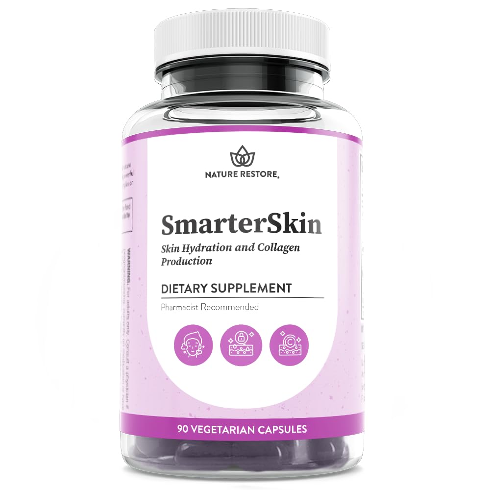 Smarter Skin, Nourishing Skin Health Within, Triple Combination of Polypodium Leucotomos Extract, FloraGLO, Verbasnol, 60 Vegan Capsules Nature Restore uk supplements
