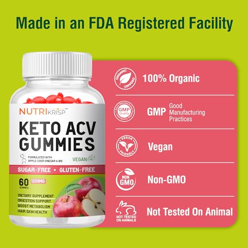 NutriKrisp Organic Keto ACV Gummy for Weight Loss - Sugar & Gluten Free Apple Cider NutriKrisp uk supplements