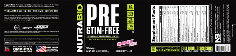 NutraBio PRE Stim Free - Caffeine Free Pre Workout Powder - Sustained Energy, Mental NutraBio uk supplements