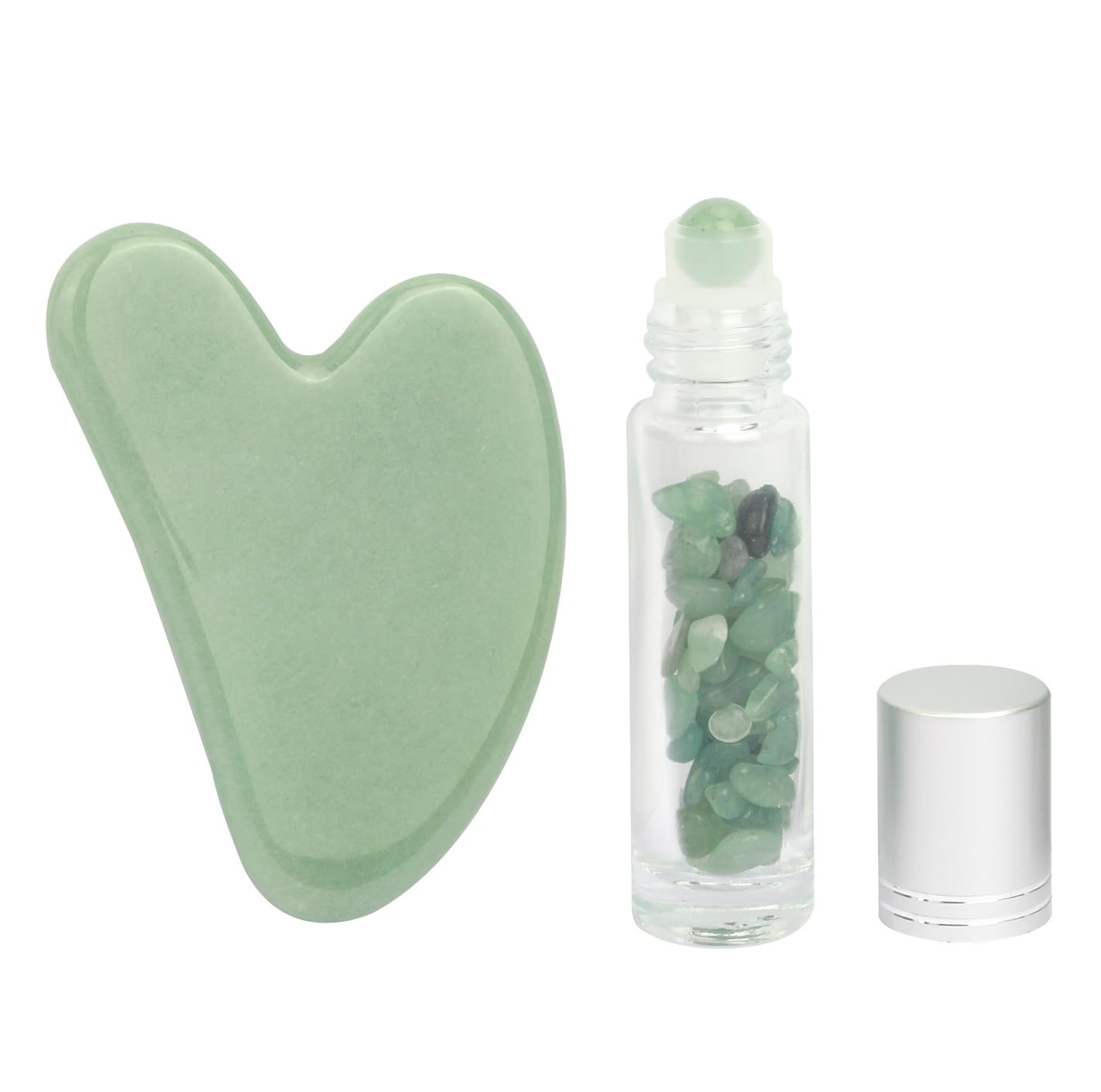 Padime 2 pcs | Premium Set | Real Jade Gua Sha Tool for Facial Skin Care + Glass Bottle for Your Oil Padimë uk supplements