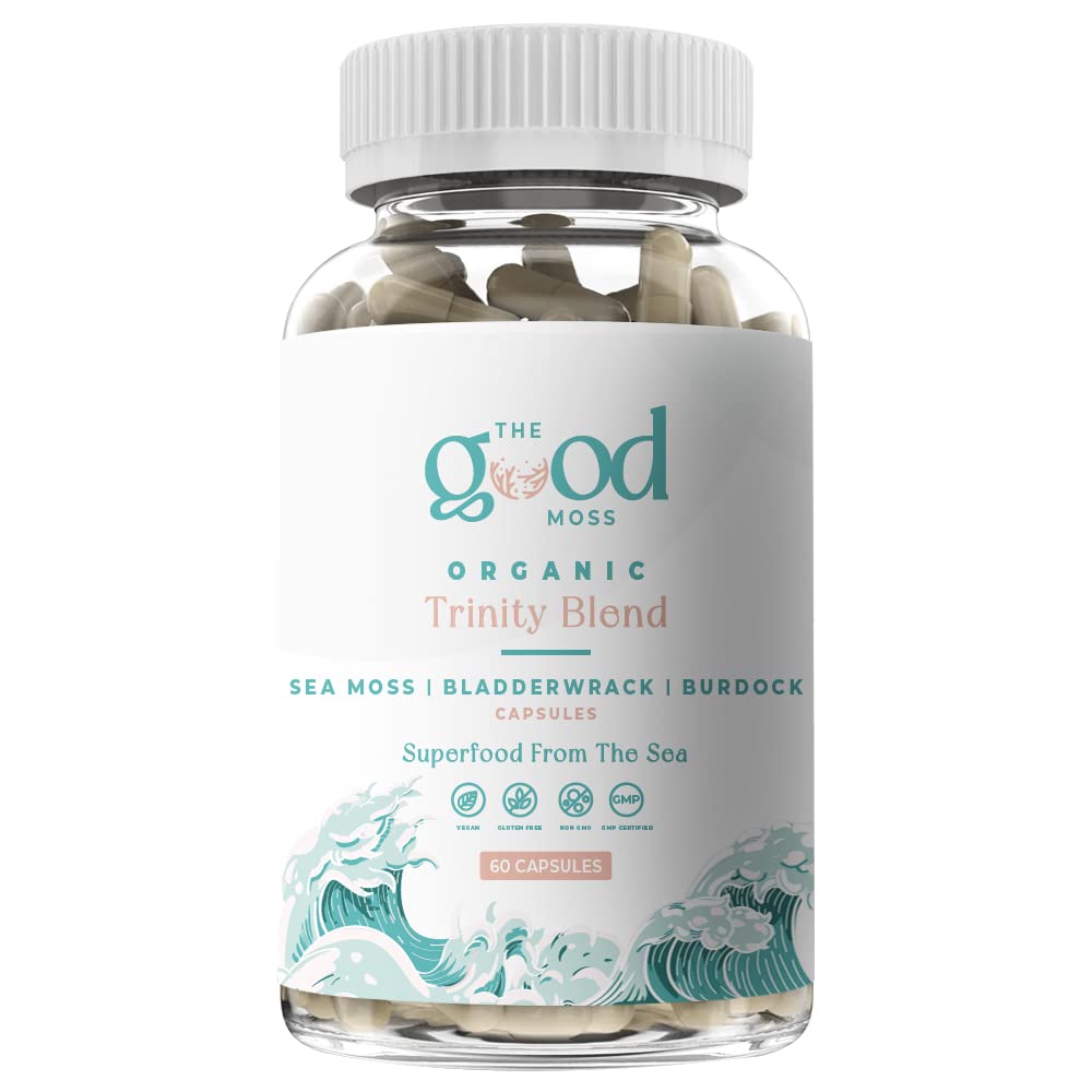 Trinity Blend Superfood -Sea Moss, Bladderwrack and Burdock Root Supplement for Overall Health Support, Hair, Skin and Nails 60ct The Good Moss uk supplements