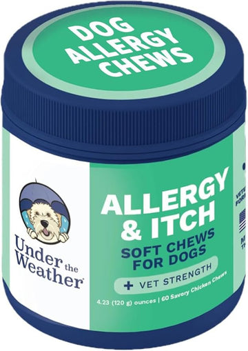Under the Weather Allergy & Itch Pet Allergy Chews for Dogs | Vet Formulated Skin Support for Canines | Soothing Dog Allergies and Itching Relief Supplement | 60 Count Under the Weather uk supplements