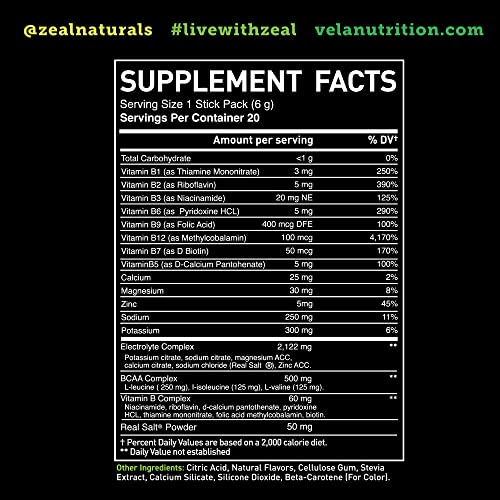 Enhanced Electrolyte Powder Stick Packs (Lemon Lime - 20 Packets) Sugar Free Zeal Naturals uk supplements