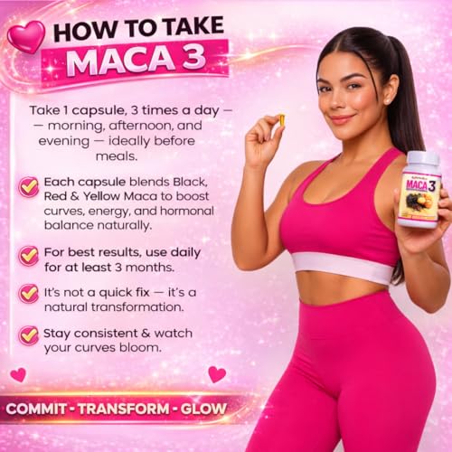 Maca 3 Capsules – Black, Red & Yellow Maca Root Blend – Feminine Balance & Natural Body Support – Herbal Formula Curvy Fruit uk supplements