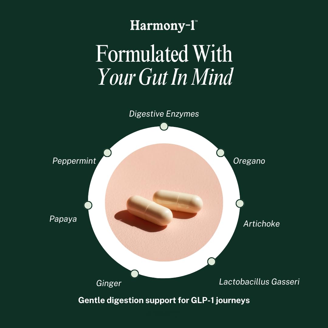Harmony-1 Gut Health Supplement — Digestive Enzymes + Probiotics for Bloating Relief & Digestive Comfort — GLP-1 Friendly Digestive Support — 60 Capsules Harmony-1 uk supplements