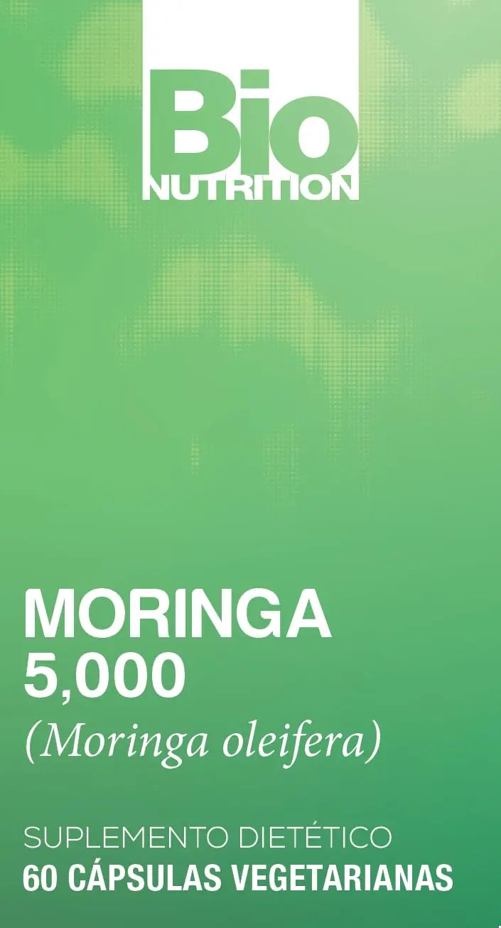 Bio Nutrition Moringa 5000mg 60 Vegetarian Capsules | Complete Green Superfood | Nature's Multivitamin | Energy and Gut Health Bio Nutrition uk supplements