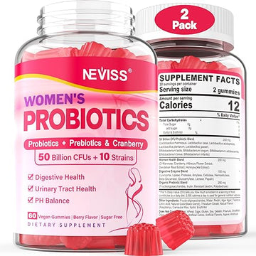 Probiotics for Women Gummies, Sugar Free Vaginal Probiotics 50 Billion CFU 10 Strains w/ Cranberry NEVISS uk supplements