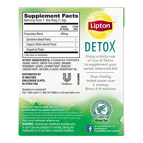 Lipton Green Tea Bags, Herbal Supplement for Detox, 15 Count (Pack of 4) Lipton uk supplements