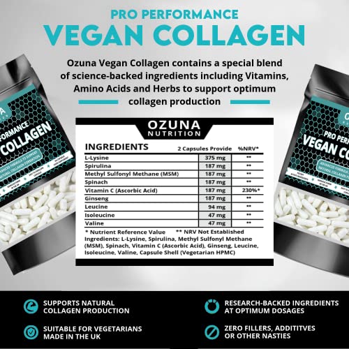 Pro Performance Vegan Collagen Complex – Vegetarian Collagen Capsules, Plant Based Collagen OZUNA NUTRITION uk supplements