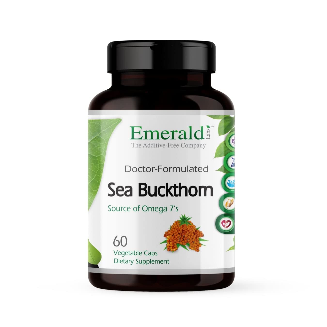 EMERALD LABS Sea Buckthorn - Dietary Supplement with Vitamins C, E & Omega 7 - Supports Adrenal, Energy, Skin & Immune Health - 60 Vegetable Capsules (30-Day Supply) EMERALD LABS uk supplements