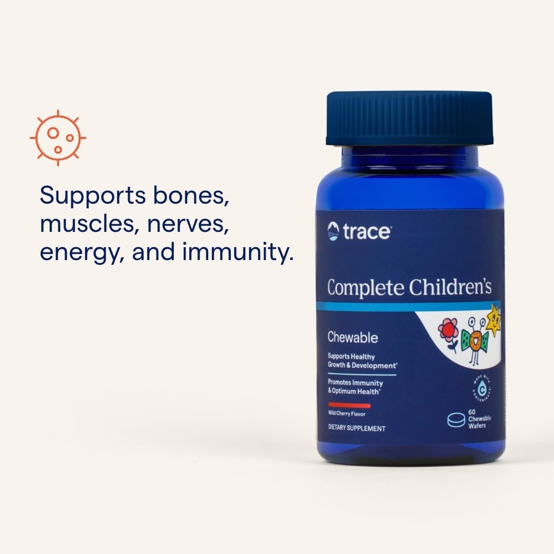 Trace Minerals Complete Children's Chewable - Gluten-Free Multivitamin for Kids - Chewable Multivitamin Supplement to Support Health & Development - 60 Chewable Wafers (30 Servings) Trace Minerals uk supplements