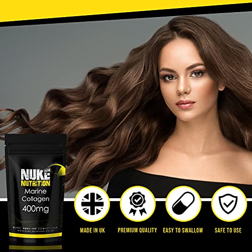 Nuke Nutrition Marine Collagen Capsules - 400mg - 120 Capsules - High Strength Collagen Nuke Nutrition uk supplements