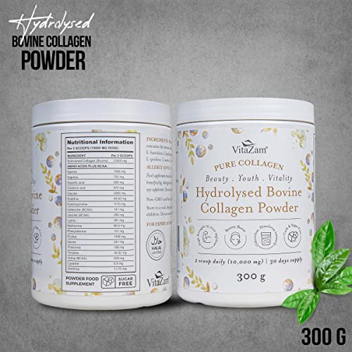 Vitazam Bovine Collagen Peptides - Hydrolyzed Type 1 & 3 Collagen Powder Protein Supplement for Healthy VitaZam uk supplements