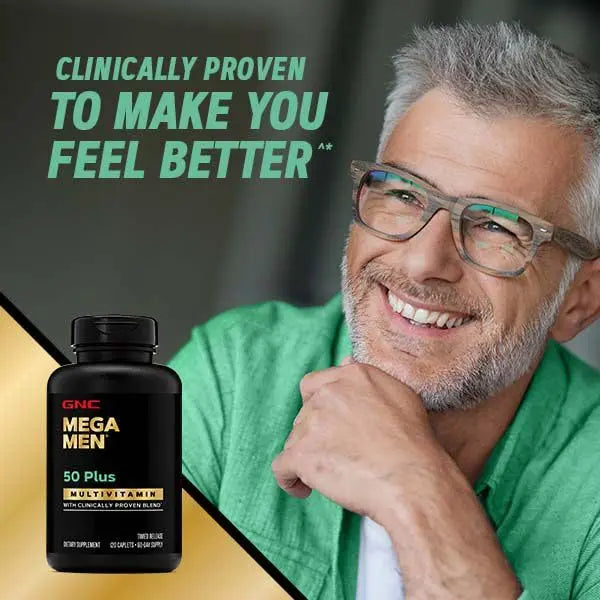 GNC Mega Men 50 Plus Multivitamin | Antioxidants | Heart Health | Prostate and Circulatory Support | 120 Count GNC uk supplements