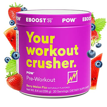 EBOOST POW Natural Pre Workout Powder - 20 Servings - Berry Melon Fizz - Pre Workout EBOOST uk supplements