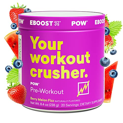 EBOOST POW Natural Pre Workout Powder - 20 Servings - Berry Melon Fizz - Pre Workout EBOOST uk supplements