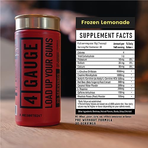 4 Gauge Natural Preworkout Without The Jitters | 30 Servings | Nitric Oxide Booster 4 Gauge uk supplements