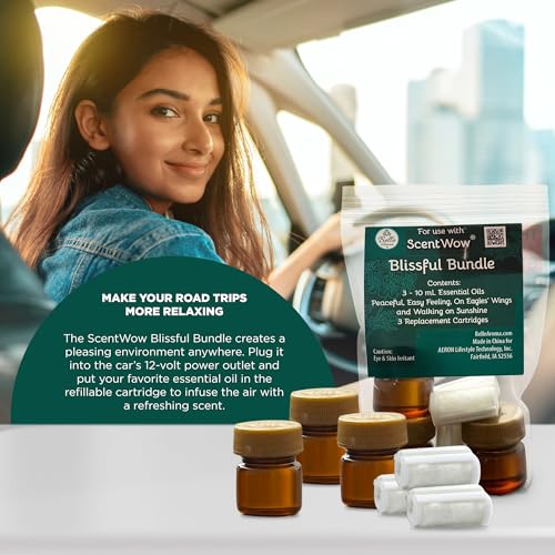 ScentWow® Aromatherapy Car Diffuser Refill Essential Oil Bundle with Three Refill Pads and 10ml Bottles Belle Aroma uk supplements