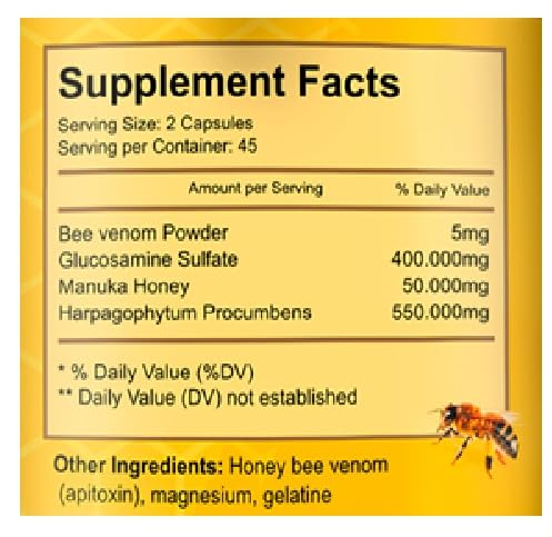 VITAMISAN Premium Natural Bee Venom with glucosamine sulfate Veneno Abeja 90 Capsulas Apitoxin Manuka Honey Dietary Supplement VITAMISAN uk supplements