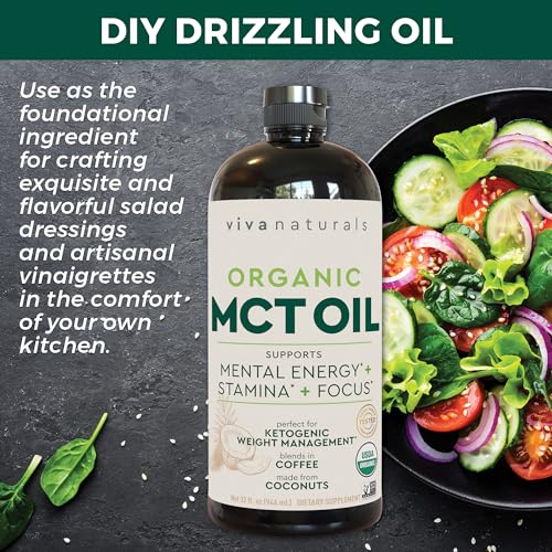 Viva Naturals Organic MCT Oil for Keto Coffee (32 fl oz) - Best MCT Oil Supplement Viva Naturals uk supplements
