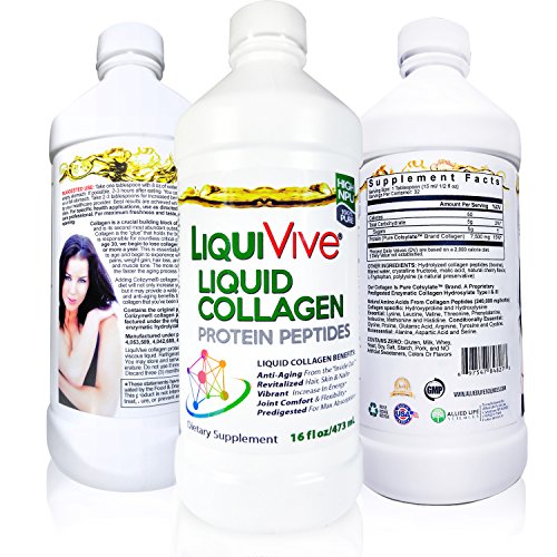 LiquiVive Liquid Collagen Protein Peptides Concentrate | Pure Hydrolyzed Super Multi Collagen Life Miracle uk supplements