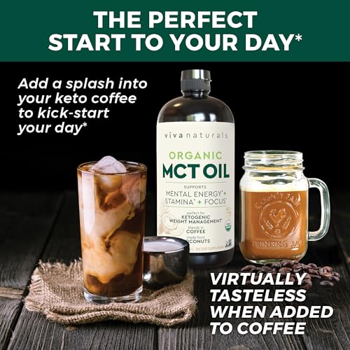 Viva Naturals Organic MCT Oil for Keto Coffee (32 fl oz) - Best MCT Oil Supplement Viva Naturals uk supplements