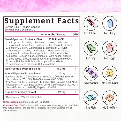 Bonawell Probiotics for Women 100B, with Organic Prebiotic, Cranberry for Feminine Health Bonawell uk supplements