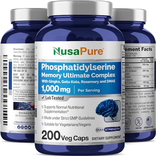 NusaPure Phosphatidylserine Memory Ultimate Complex 1000mg 200 Vegetarian Caps NusaPure uk supplements