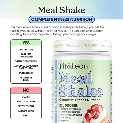 Fit & Lean Meal Shake, Fat Burning Meal Replacement, Protein, Fiber, Probiotics, Strawberry Fit & Lean uk supplements