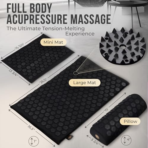 Acupressure Mat and Pillow Set with Extra Mini Accupressure Massage Mat - Organic Cotton Dakini uk supplements