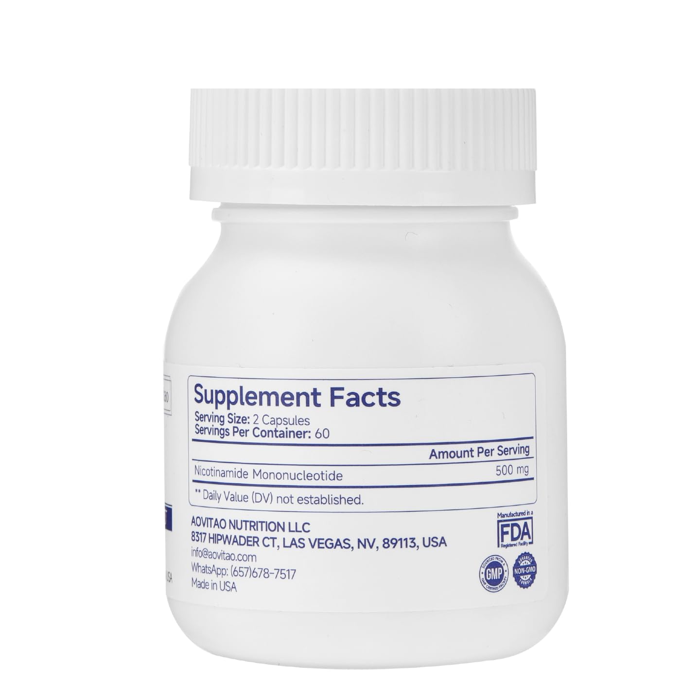 AOVITAO NMN Supplement 500mg Ultra Pure 99.8% | Stabilized Form | Supports NAD+ Production, Cellular Health & Healthy Aging | 60 Capsules AOVITAO uk supplements