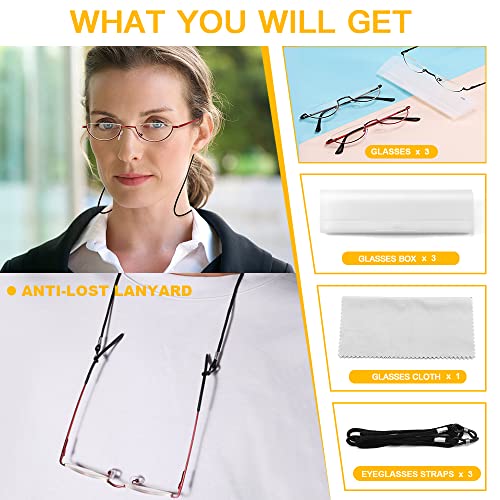 Yiwaeye 3 Pack Half Moon Reading Glasses Anti Blue Light UV, Half Frame Semi Lens Slim Yiwaeye uk supplements