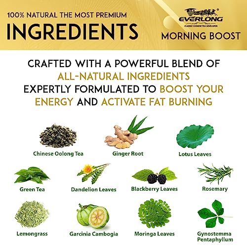 EVERLONG Detox Tea 28 Day Morning Boost Tea and Night Cleanse Tea, Burn Fat and Boost EVERLONG uk supplements