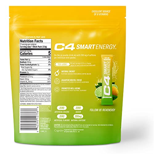 C4 Smart Energy Powder Stick Packs - Sugar Free Performance Fuel & Nootropic Brain Cellucor uk supplements