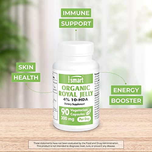 Supersmart - Organic Royal Jelly 300mg per Day (High Strength 4% 10-HDA) - Freeze Supersmart uk supplements